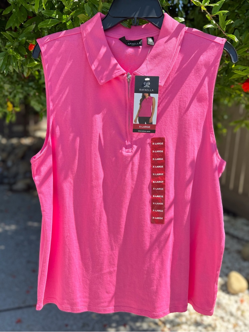 NWT Rafaella Orange Pink Sleeveless Fitted Polo Tank size XL